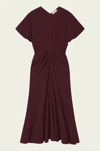 A.l.c Rem Textured Crepe Ruched Midi Dress In Pinot Red