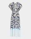 A.l.c Remy Printed Short-sleeve Midi Dress In Navylight