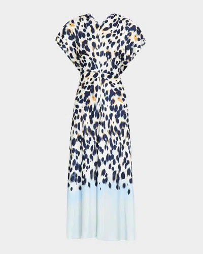 A.l.c Remy Printed Short-sleeve Midi Dress In Navylight
