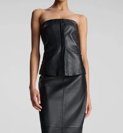 A.l.c Renee Strapless Leather Top In Black