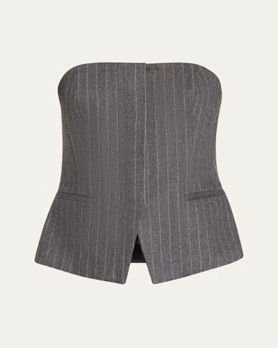 A.l.c Renee Strapless Pinstripe Top In Grey Melan