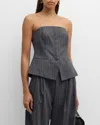 A.l.c Renee Strapless Pinstripe Top In Grey Melan
