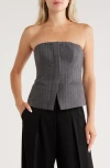 A.l.c Renee Strapless Pinstriped Wool-blend Flannel Top In Gray