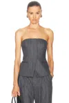 A.l.c Renee Strapless Pinstripe Top In Grey Melange