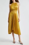 A.l.c Renzo Ii Pleated Halter Dress In Aged Bronze