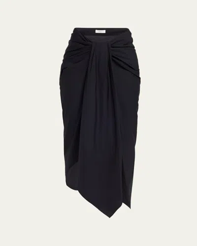A.l.c Rhodes Draped Cotton Midi Skirt In Evening Blue