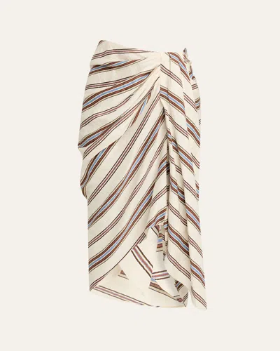 A.l.c Rhodes Draped Linen Midi Skirt In Black