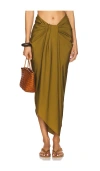 A.l.c . Rhodes Cotton Pleated Waist Asymmetric Skirt In Green