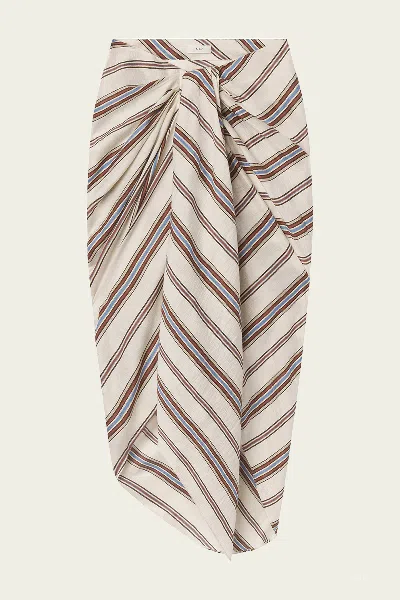 A.l.c Rhodes Striped Linen Midi Skirt In Panna Multi
