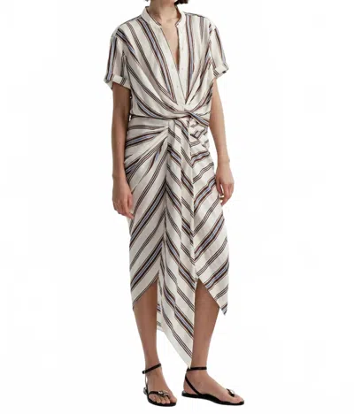 A.l.c A. L.c. Rhodes Striped Linen Blend Midi Skirt Panna Multi In White