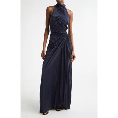 A.l.c . Inez Funnel Neck Gown In Dark Sapphire