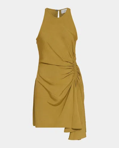 A.l.c Rue Ruched Linen Mini Dress In Yellow
