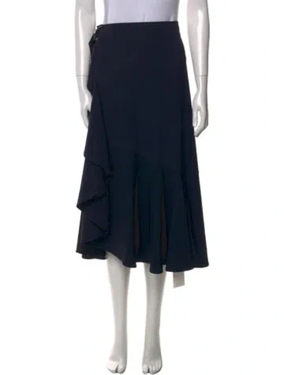 Pre-owned A.l.c Ruffle Embellishment Midi Length Skirt In Blue