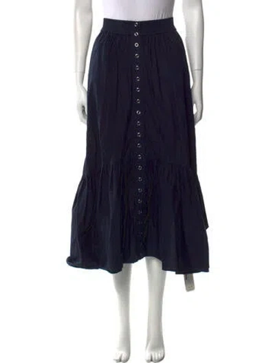 Pre-owned A.l.c Ruffle Embellishment Midi Length Skirt In Blue