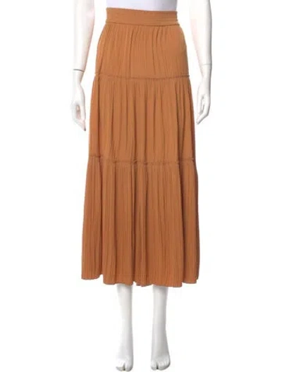 Pre-owned A.l.c Ruffle Embellishment Midi Length Skirt In Brown