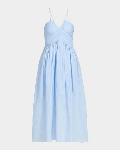 A.l.c Rumi Ruched Midi Dress In Sky Blue