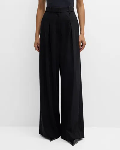 A.l.c Ryder Pleated Straight-leg Pants In Black