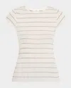A.l.c Sam Stripe Crewneck Tee In Bright Whi