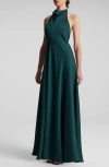 A.l.c . Sara Halter Satin Maxi Dress In Malachite