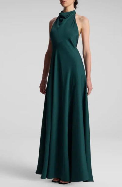 A.l.c . Sara Halter Satin Maxi Dress In Malachite