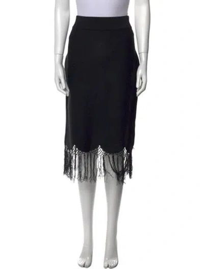 Pre-owned A.l.c Scalloped Accent Midi Length Skirt In Black