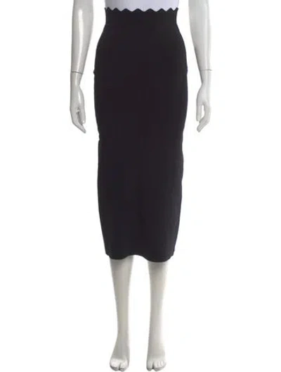 Pre-owned A.l.c Scalloped Accent Midi Length Skirt In Black