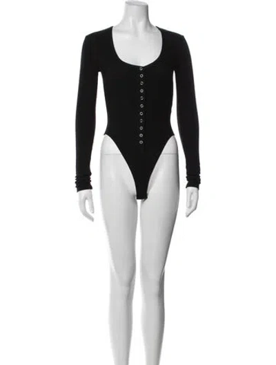Pre-owned A.l.c Scoop Neck Long Sleeve Bodysuit W/ Tags In Black