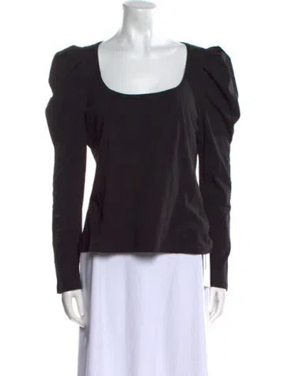 Pre-owned A.l.c Scoop Neck Long Sleeve Top In Black