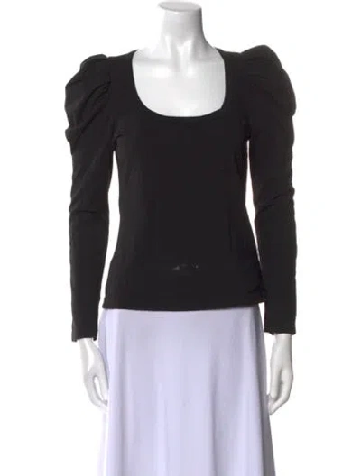 Pre-owned A.l.c Scoop Neck Long Sleeve Top In Black