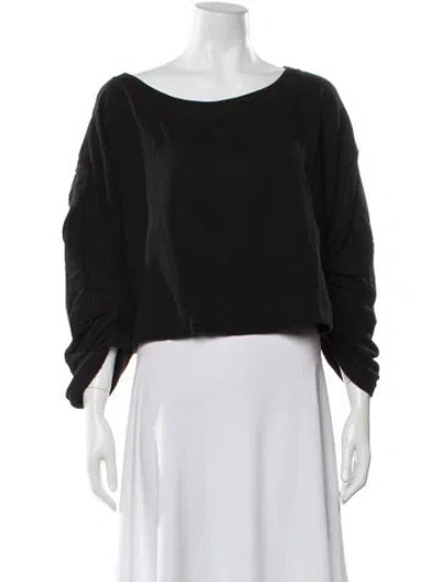 Pre-owned A.l.c Scoop Neck Long Sleeve Top In Black