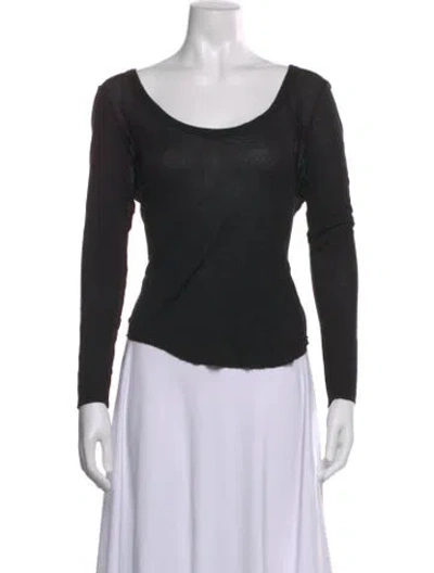 Pre-owned A.l.c Scoop Neck Long Sleeve Top In Black