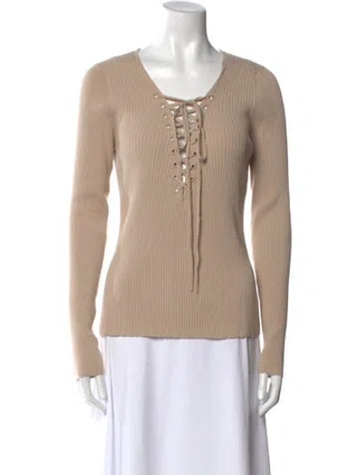 Pre-owned A.l.c Scoop Neck Long Sleeve Top In Neutral