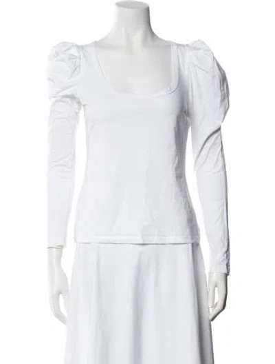Pre-owned A.l.c Scoop Neck Long Sleeve Top In White