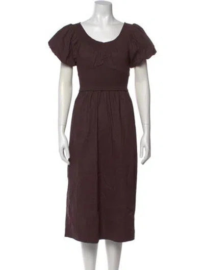 Pre-owned A.l.c Scoop Neck Midi Length Dress In Brown