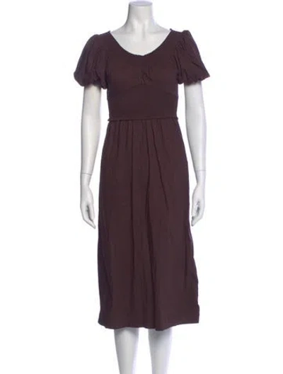 Pre-owned A.l.c Scoop Neck Midi Length Dress In Brown