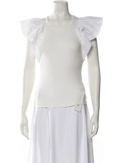 Pre-owned A.l.c Scoop Neck Short Sleeve Blouse In White
