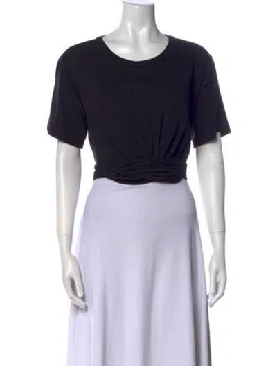 Pre-owned A.l.c Scoop Neck Short Sleeve Crop Top In Black