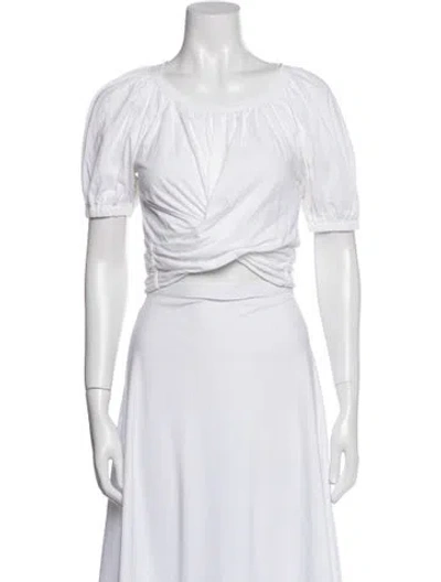 Pre-owned A.l.c Scoop Neck Short Sleeve Crop Top In White