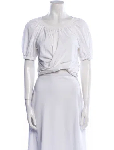 Pre-owned A.l.c Scoop Neck Short Sleeve Crop Top In White