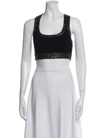 Pre-owned A.l.c Scoop Neck Sleeveless Crop Top In Black
