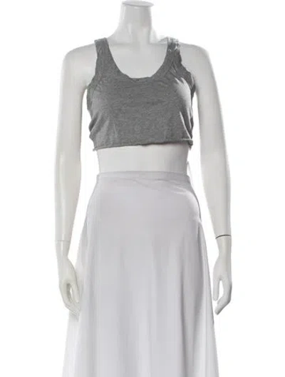 Pre-owned A.l.c Scoop Neck Sleeveless Crop Top In White