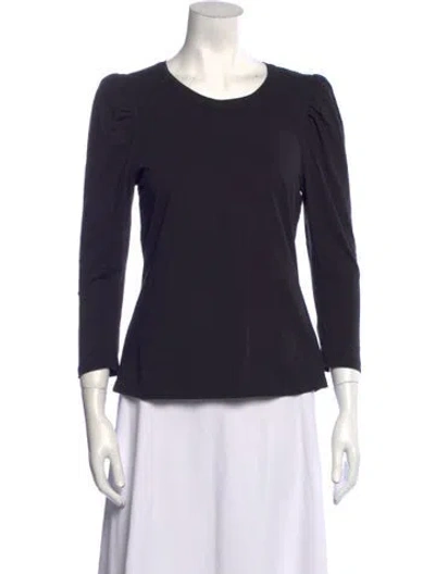 Pre-owned A.l.c Scoop Neck Three-quarter Sleeve Top In Black