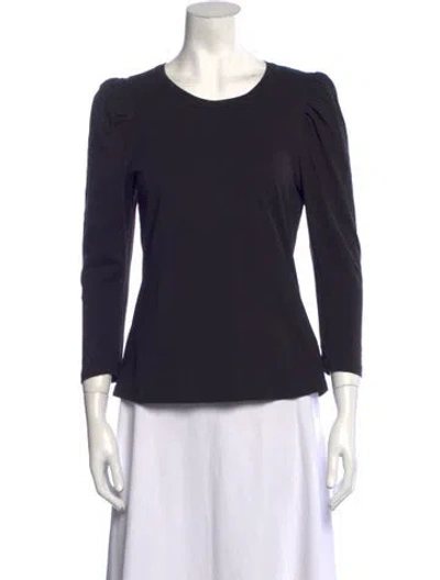 Pre-owned A.l.c Scoop Neck Three-quarter Sleeve Top In Black