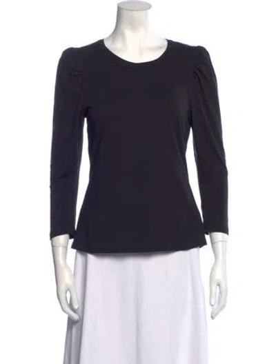 Pre-owned A.l.c Scoop Neck Three-quarter Sleeve Top In Black