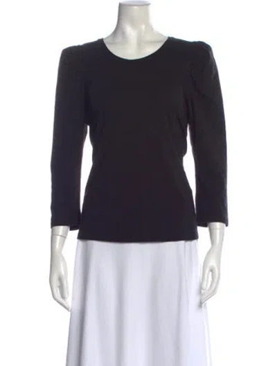 Pre-owned A.l.c Scoop Neck Three-quarter Sleeve Top In Black