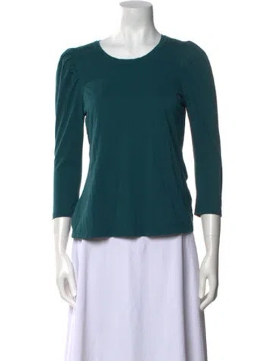 Pre-owned A.l.c Scoop Neck Three-quarter Sleeve Top In Green