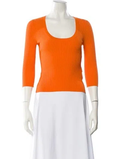 Pre-owned A.l.c Scoop Neck Three-quarter Sleeve Top In Orange