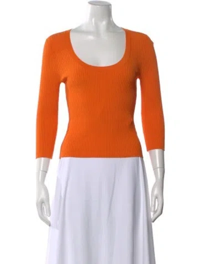 Pre-owned A.l.c Scoop Neck Three-quarter Sleeve Top In Orange