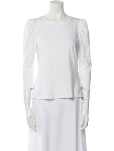 Pre-owned A.l.c Scoop Neck Three-quarter Sleeve Top In White