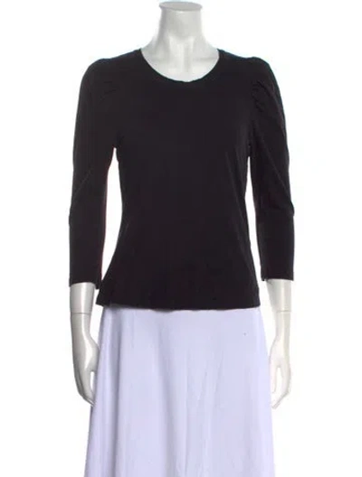 Pre-owned A.l.c Scoop Neck Three-quarter Sleeve T-shirt In Black